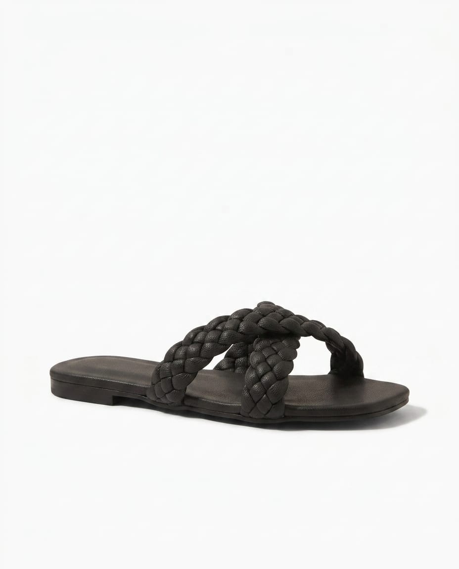 womens-open-toe-woven-flat-sandal-black sandal