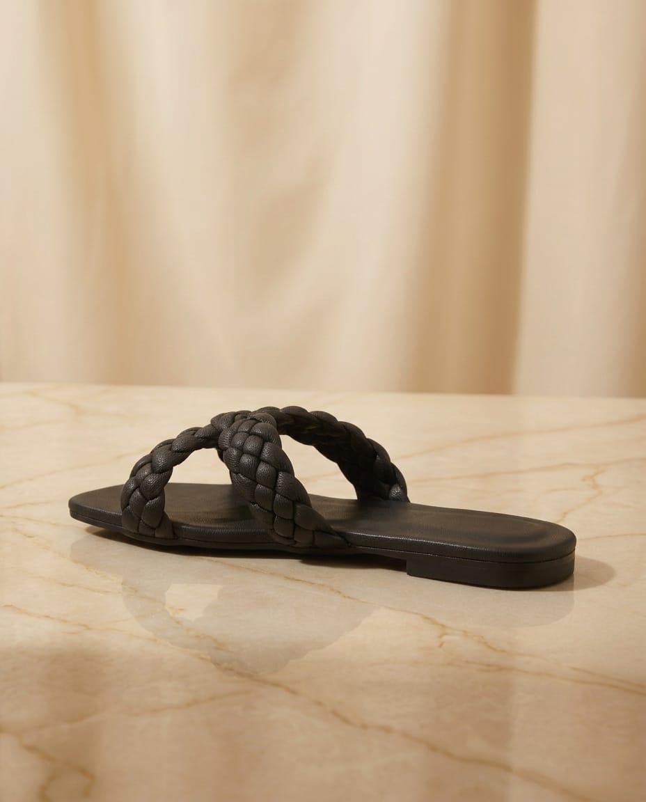 womens-open-toe-woven-flat-sandal-black sandal