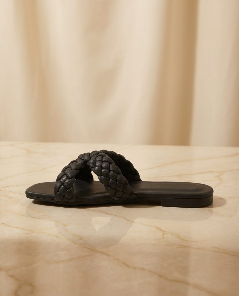 womens-open-toe-woven-flat-sandal-black sandal