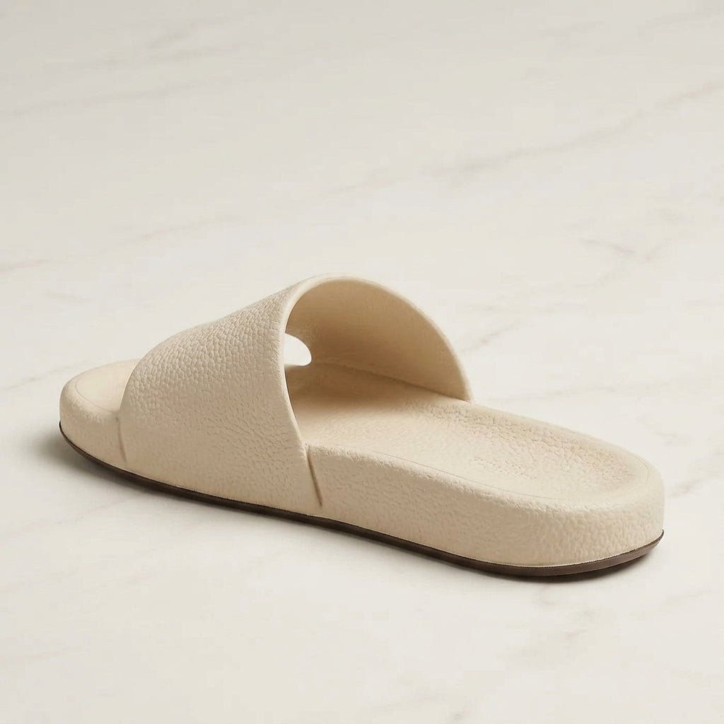 Women's cream comfort slides back view