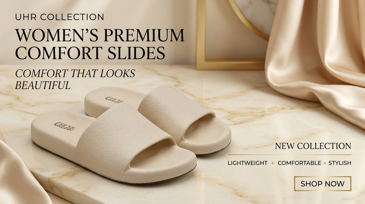 Women's premium cream comfort slides - UHR Collection