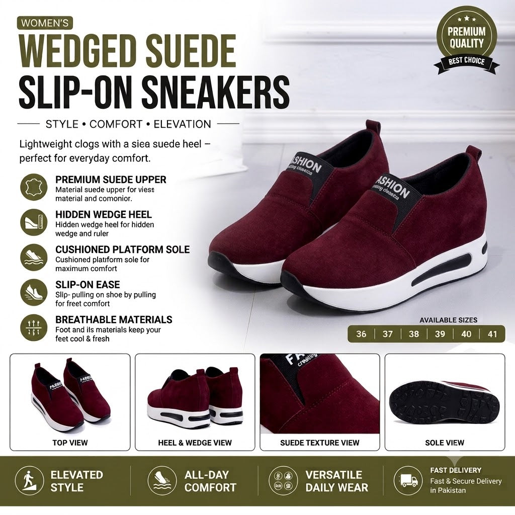 Women's burgundy platform slip-on shoes angled view