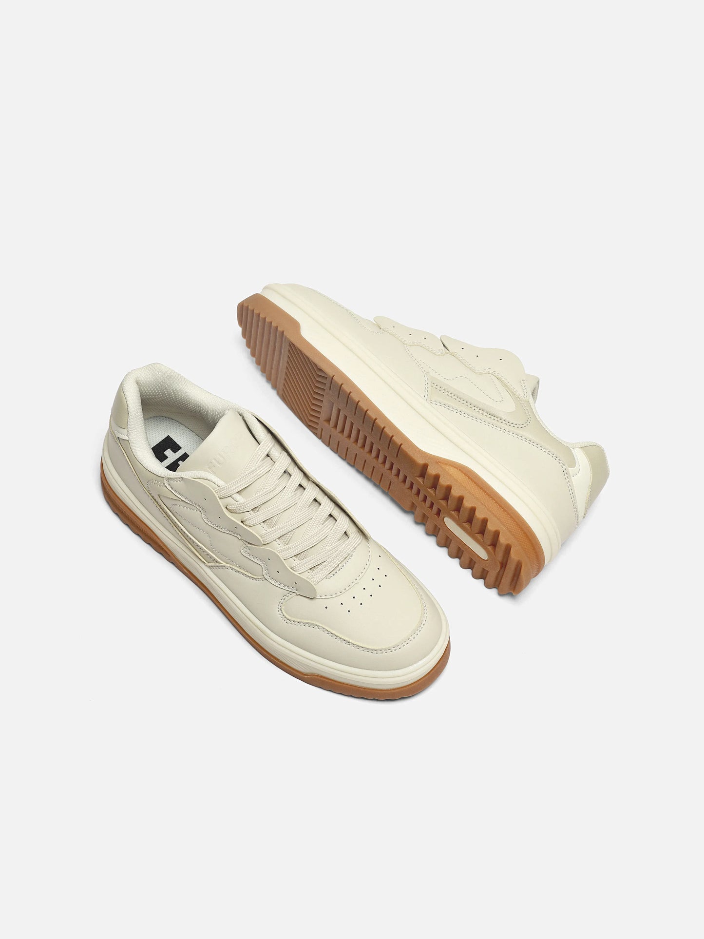 Men's white casual sneakers with breathable lining and anti-slip sole
